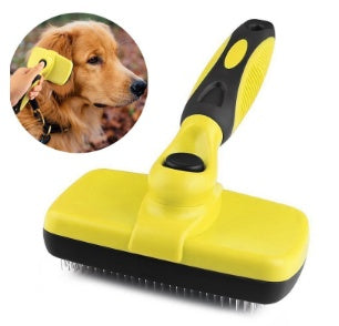 Self-cleaning grooming brush